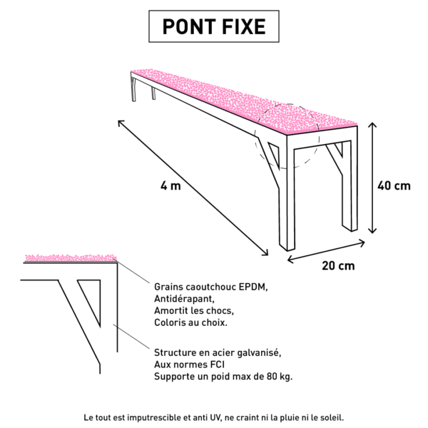 Pont fixe Canidéfit : obstacle d'agility